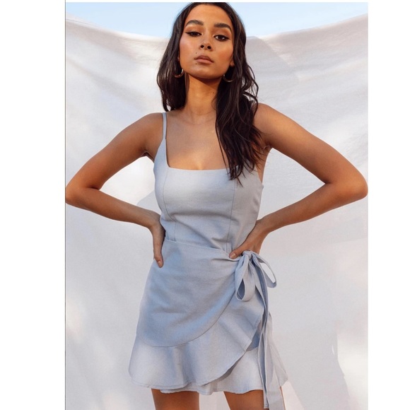 Princess Polly Dresses & Skirts - Princess Polly COTTAGE HILL MINI DRESS BABY BLUE Size 4 NWT